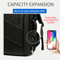 Sac à dos pour ordinateur portable tendance, élégant, durable, 17 pouces, extensible, imperméable, avec port USB, pour hommes et femmes, pour les voyages et les loisirs
