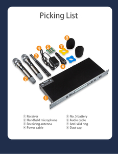 ไมโครโฟนช่องคู่ไมค์แบบมือถือไร้สายสำหรับ<span class=keywords><strong>คาราโอเกะ</strong></span>หรือโบสถ์ - Product Image 6