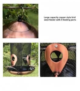 Mangeoire à <span class=keywords><strong>oiseaux</strong></span> en métal extra large de style cuivre pour l'extérieur avec 4 ports d'alimentation, mangeoires à <span class=keywords><strong>oiseaux</strong></span> pour l'extérieur - Product Image 6