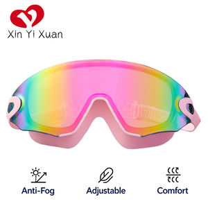 Gafas de natación Xinyixuan personalizadas con montura grande, antivaho, protección UV, revestimiento de espejo, silicona impermeable. - Product Image 4