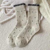 Chaussettes mi-mollet décontractées en coton tissé à pois vintage pour femme, style coréen, respirantes, antidérapantes, douces et extensibles