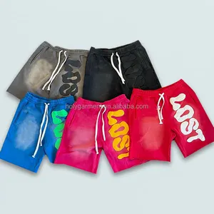 Huili Manufacturer Wholesale French Terry Cotton Shorts Men Baggy Gym Cargo Shorts Custom Vintage Acid Wash Sun Faded Shorts