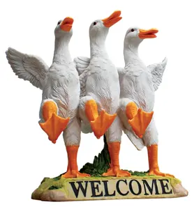 Веселые приветственные знаки восхитительные танцующие утки садовые статуи украшения садовые смолы уличные украшения для дома индивидуальный логотип Европа