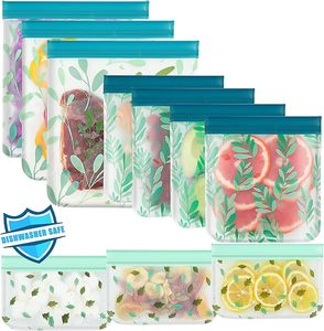 Huamaohengchun10 <b>Pack</b> Dishwasher Safe Reusable PEVA Food Storage Bags, Leak proof Reusable <b>Freezer</b> Bags for Food Storage - Product Image 1