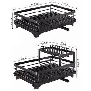 Adjustable Dish Drying <b>Rack</b> Drainboard Organizer for Kitchen <b>Plates</b> Over Sink Countertop Cutlery Storage with Drain <b>Rack</b> - Product Image 2