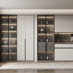 لوح خشبي حديث مخصص لغرفة المعيشة اصنع حل التخزين المثالي الخاص بك مع رف النبيذ المعاصر - Product Image 1