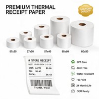 Papier thermique sans BPA 57x40 57x50 80x60 80x80, sans bourrage, coupe lisse, écologique, prix usine