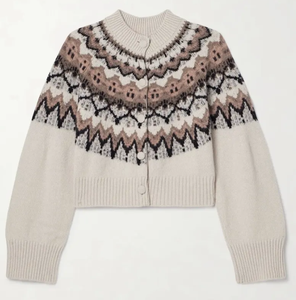 Camisola Personalizada <span class=keywords><strong>Cardigan</strong></span> Camisola Tripulação Pescoço Jacquard <span class=keywords><strong>Cardigan</strong></span> Malhas <span class=keywords><strong>Alpaca</strong></span>-mistura Mulheres Fair Isle Camisola <span class=keywords><strong>Cardigan</strong></span> - Product Image 5