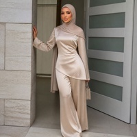 Vente en gros de tenues en deux pièces pour le Ramadan, hauts et pantalons pour femmes, robes Abaya musulmanes, chemises, kaftans marocains, ensembles islamiques musulmans