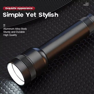 Mini lampe torche portable en alliage d'aluminium, 80-100 lumens, zoomable, étanche IP54, rechargeable par USB, à intensité variable - Product Image 2