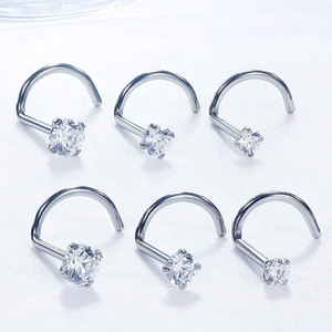 Clous de nez en acier inoxydable avec zircon serti à griffes, forme géométrique de boule, bijoux de piercing, cadeau pour toutes occasions - Product Image 5