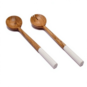 Handmade Best Polished Natural Acacia Wood Salad Server Set Eco-Friendly Microwave Oven <b>Safe</b> Dishwasher <b>Safe</b> <b>Antique</b> Wooden - Product Image 1