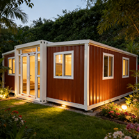 Maison conteneur de luxe pliable style ferme avec salle de bain et cuisine, mini-villa mobile pour bureau et télétravail