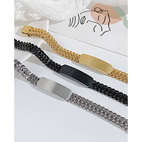 Bracelets tendance pour hommes en acier inoxydable personnalisés, plaqués or 18 carats, style streetwear punk avec lettres – Grande Vente