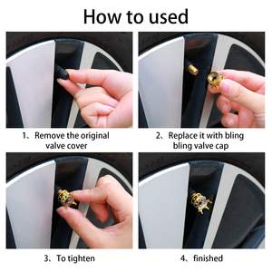 Crown Bling Handmade Crystal Rhinestone Aluminum Alloy <b>Tire</b> <b>Valve</b> Stem <b>Caps</b> Universal Attractive Accessories for <b>Car</b> Gold White - Product Image 4