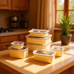 Japanese Style 304 Stainless Steel Food Storage Container Rectangle Clip-On Lid Airtight Bento <b>Box</b> Kitchen Freezer <b>Lunch</b> <b>Box</b> - Product Image 1