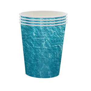 Kit de fournitures de fête jetables, assiettes en papier, gobelets, serviettes, couverts, thème bleu océan, vaisselle de pique-nique - Product Image 4