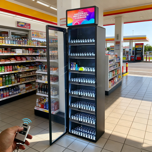 European Smokeless Tobacco Display Rack Metal <strong>Cigarette</strong> <strong>Shelf</strong> with Transparent Remote Control Door and Screen - Product Image 1