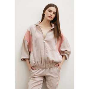 Sudadera con Capucha y Cierre para Mujer, Beige, Tejida, Transpirable, Informal - Product Image 4