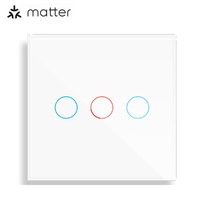 Nuevo Interruptor Táctil Capacitivo Tuya Matter Personalizado para UE y Reino Unido, Panel de Luz Inteligente sin Neutro para Apple HomeKit, Alexa y Google