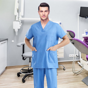 Scrubs Uniforms Sets V-Neck <b>Nurse</b> Scrub Set Short Sleeve Hospital Uniforms 100% Cotton Anti-static Wholesale OEM/ODM Services - Product Image 3