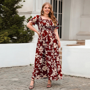 Vestido Casual Estampado de Talla Grande para Mujer, Estilo Bohemio Francés, Elegante, de Longitud Media, OEM ODM - Product Image 1