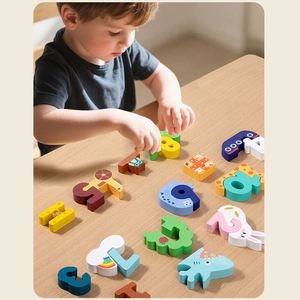 Juguete de aprendizaje de números para niños pequeños, bloques apilables, rompecabezas de animales digitales de madera creativos - Product Image 3