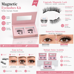 Faux cils magnétiques avec votre logo, aimants intégrés, marque privée, épais, longs, en cheveux synthétiques, faits à la main, sans cruauté, avec applicateur - Product Image 2