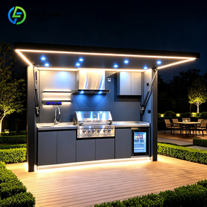 Cocina Exterior Prefabricada Moderna con Horno de <span class=keywords><strong>Pizza</strong></span> y Barra para Patio, Cocina Exterior Cerrada - Product Image 5