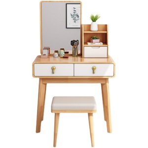 Nordic Style Solid Wood Dressing Table With <b>Mirror</b> Storage Bedroom Vanity <b>Desk</b> - Product Image 4