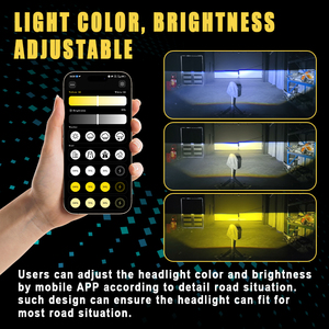 Gview Lentille de projecteur bi-LED 3 pouces H4 pour ampoule de phare LED Bluetooth Contrôle APP Luminosité réglable Changement de couleur pour les voitures - Product Image 2