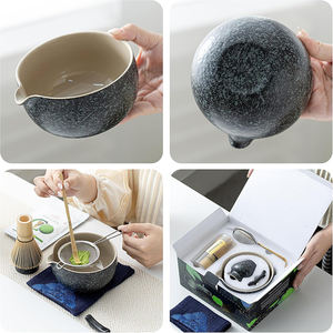 Venda quente Cerâmica Preta Cerâmica Matcha Bowl Set Atacado Chawan Matcha Whisk Kit com Pacote De Presente - Product Image 3