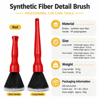 Brosse de nettoyage durable en nylon et cuir, ergonomique, antidérapante, avec manche en PP, rouge, anti-peluchage, pour sièges de voiture, tableau de bord et aérateurs intérieurs