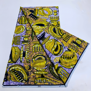 <span class=keywords><strong>Tissu</strong></span> <span class=keywords><strong>Pagne</strong></span> Africain en Coton Imprimé Wax Doré 6 Yards pour Robes et Chemises Femme Motif Batik pour Sacs Garçon - Product Image 4