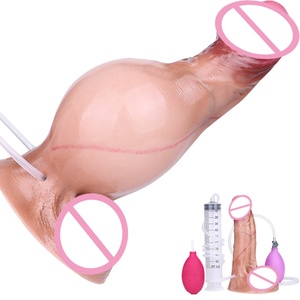 FAAK Silicone Realistic Ejaculation <b>Dildo</b> with Sucker Squirting Inflatable Penis Anal Dilator Sex Toys for Women Men Masturbate - Product Image 1