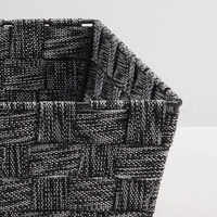 Panier de rangement rectangulaire de luxe en PP tressé gris anthracite, écologique, avec poignées en métal, pour vêtements et organisation domestique
