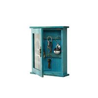 Porte-clés mural en bois avec porte en verre, organisateur de clés, boîte de rangement pour entrée, avec crochets pour la maison, le bureau, le couloir, décoration