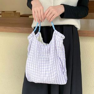 Hot Sell <b>Custom</b> Cotton Gingham Tote Bag Large Capacity Daily Shoulder Handbag Wholesale - Product Image 2