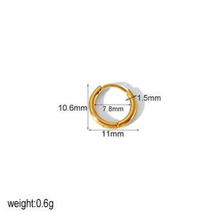 Pendientes Huggie de Acero Inoxidable Color Oro 18K, Diseño de Anillo Circular con Bola, Estilo Geométrico para Uso Diario ZH004 - Product Image 3