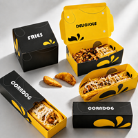 Boîte à emporter personnalisée en carton biodégradable pour hamburgers, poulet frit, corn-dogs, frites, poulet, bento, boîte à lunch