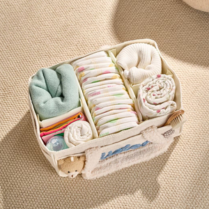 Cesta de Almacenamiento de Peluche Suave Personalizada para Bebés, Cesta de Pañales Plegable de Gran Capacidad para Viajes, Cestas Organizadoras con Compartimentos - Product Image 3