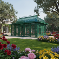Serre en verre pour l'extérieur, utilisable toute l'année, avec structure en fer, design personnalisé, idéale pour les jardins et les événements de mariage