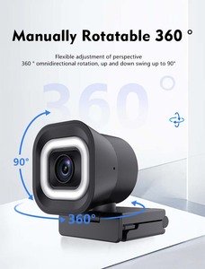 4K Webcam With Ring Light and Remote PDAF Auto Computer Camera Dual Noise-Canceling <b>Mics</b> <b>USB</b> Plug & Play 4K Webcam With Ring Lig - Product Image 4