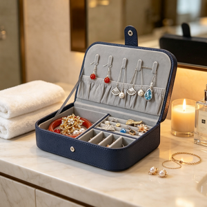 Estuche de Viaje para Joyas de Cuero PU, Organizador de Joyas con Ganchos para Evitar que los Collares se Enreden, para Uso Diario de Damas - Product Image 4