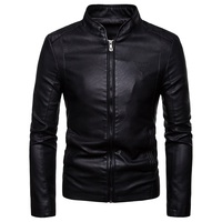 Veste en cuir de motard décontractée à col montant pour homme, tendance automne-hiver, avec logo personnalisé, vente en gros, grandes tailles