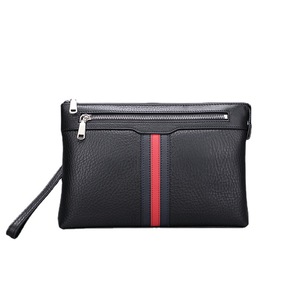 Cartera de mano para hombre de cuero negro granulado - Diseño minimalista, OEM para marcas que buscan lujo discreto y utilidad en múltiples escenarios - Product Image 1