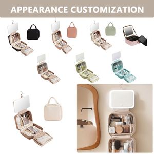 Personalized Foldable Square PU Hanging Travel <b>Makeup</b> <b>Bag</b> Waterproof <b>Large</b> Capacity Toiletry Organizer with Mirror - Product Image 5