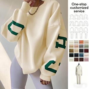 Felpa Oversize da Donna <span class=keywords><strong>con</strong></span> Logo Personalizzato, Stampa Lettere sulle Maniche, Pullover Casual Pesante OEM ODM all'Ingrosso - Product Image 3