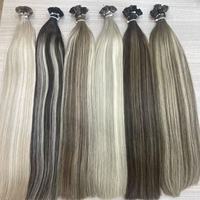 Extensions de cheveux Remy 100% naturels, qualité supérieure russe, blanc platine, cuticules alignées, pour salon de coiffure - K Tip Factory Highlight