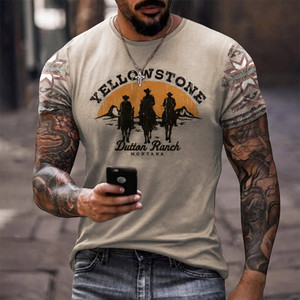 Camisetas de Verano 2024 Estilo Vaquero Occidental de Yellowstone para Hombre, Tallas Grandes, Cuello Redondo, Manga Corta, Estampado Digital con Letras - Product Image 6